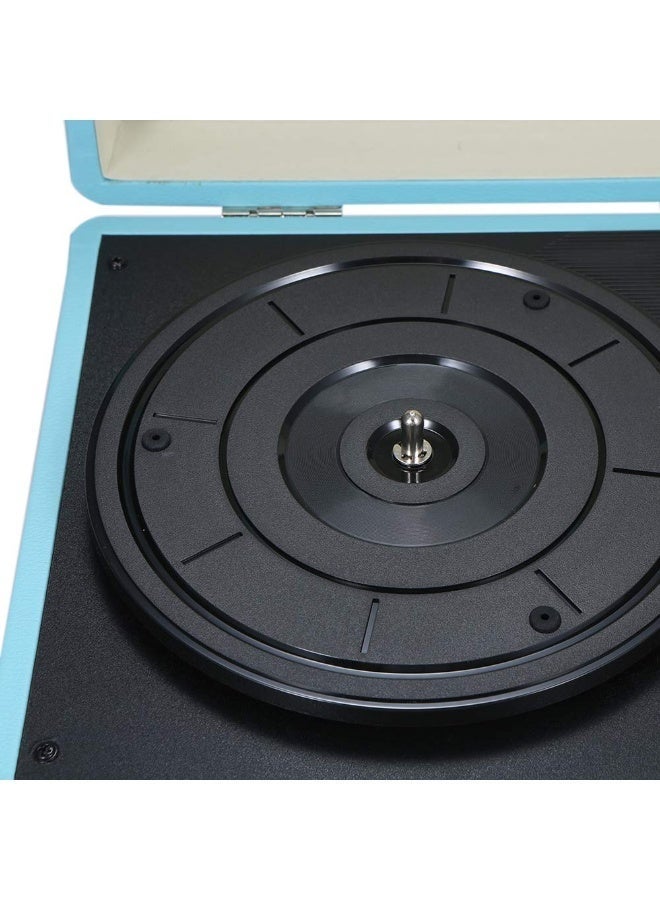 وانغبانغزي فونوغراف محمول كلاسيكي على شكل حقيبة سفر مع سماعات مدمجة,يعمل بثلاث سرعات مع ناقل حركة بالحزام,يدعم تشغيل الأسطوانات الفينيل والاتصال عبر بلوتوث/USB يحتوي على منفذ إدخال مساعد (AUX) ومنفذ إخراج آر سي إيه (RCA) - Image 3